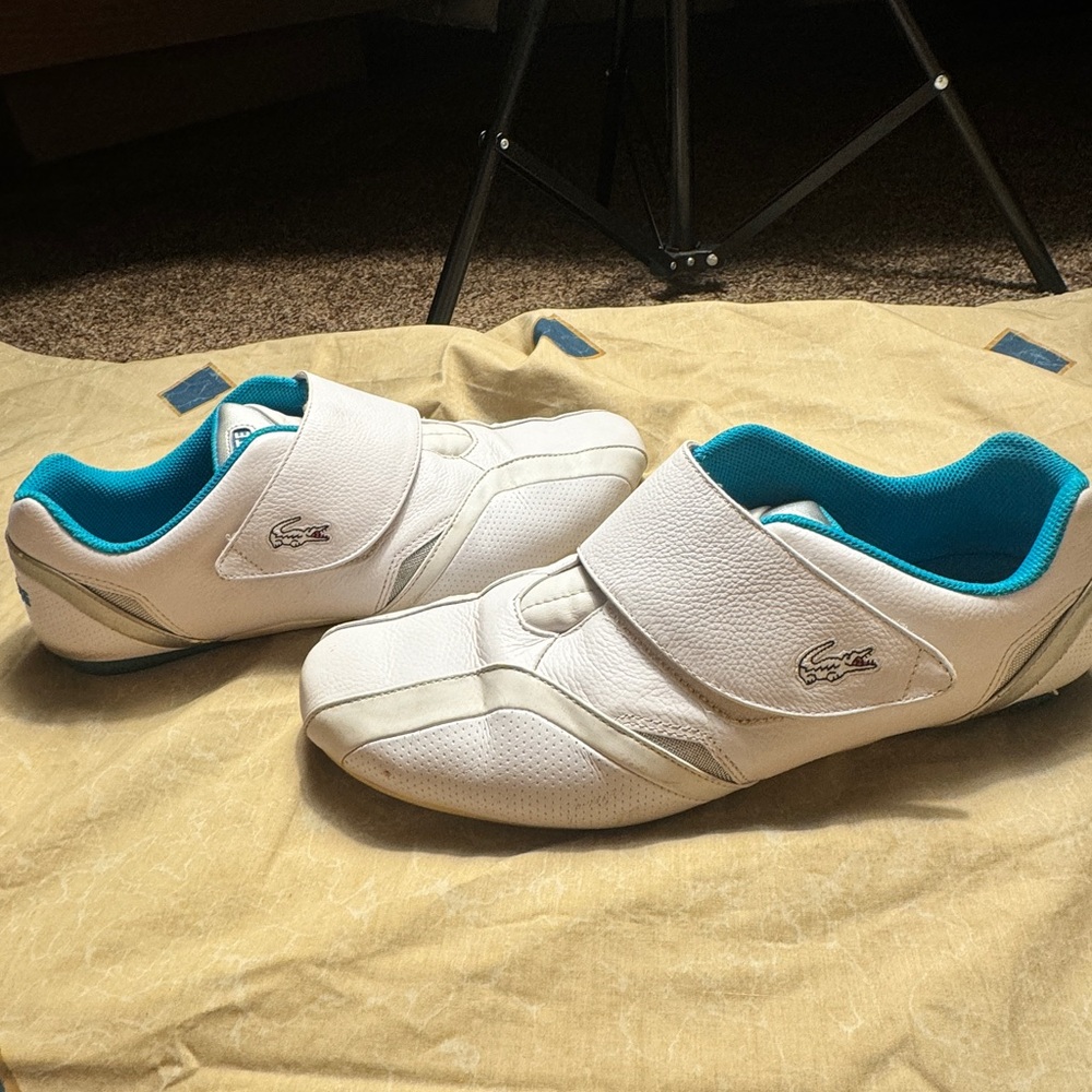 Lacoste White Low-Top Sneakers with Teal Interior